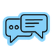 Illustration of two speech bubbles in blue.