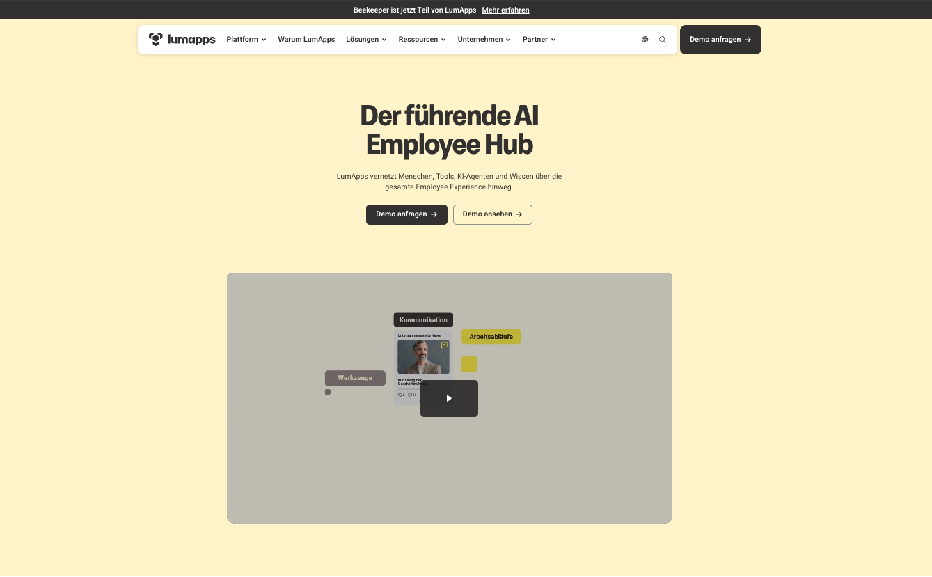 Der führende AI Employee Hub. Demo anfragen. Demo ansehen.