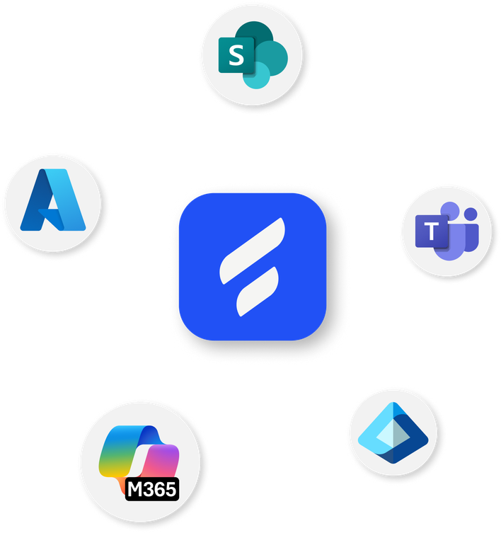 Flip logo centered among Microsoft app icons.