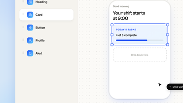 UI design showing task completion for shift planning at 9:00.