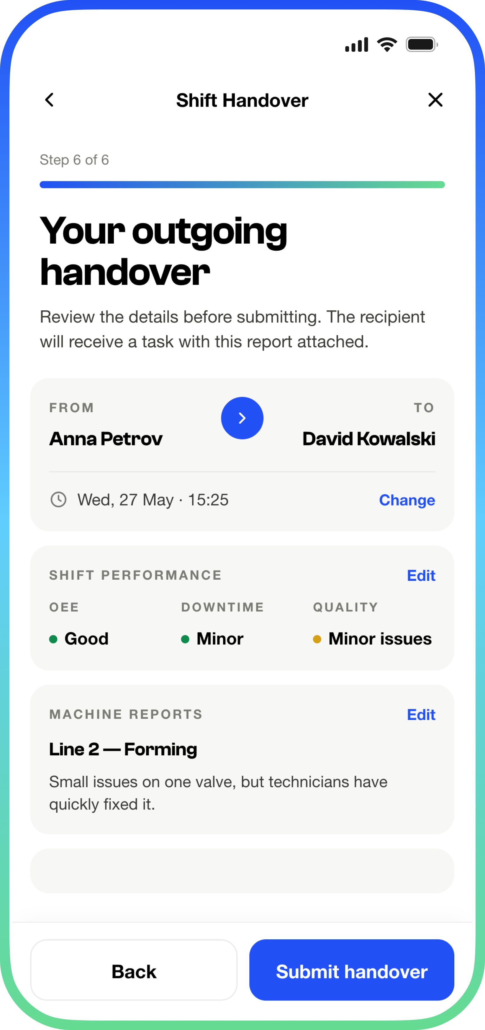 Shift Handover app