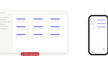 Illustration of a software UI on desktop and mobile.