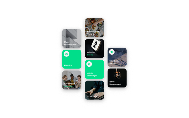 Mitarbeiterplattform mit Kalender, Schichtplan, Urlaub beantragen, E-Learning, HR-Portal, Mitarbeiter App.
