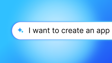 Text reading I want to create an app on a blue background.