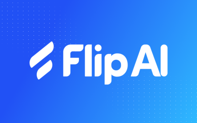 Flip AI logo on a blue gradient background