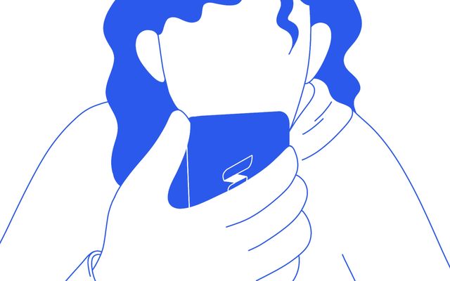 Minimalistische Illustration einer Person mit Smartphone, Fokus auf Identifikation und Mitarbeiter App.