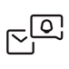 Simple black icon of an envelope and a notification bell, representing news or alerts.