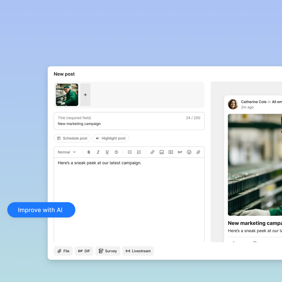 UI of a B2B-SaaS platform for creating new marketing campaigns.