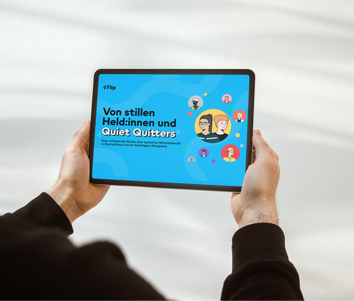 Tablet mit Studie über Mitarbeitende in Deutschland und UK.