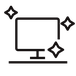 Minimalist icon of a clean desk with a sparkling monitor, symbolizing tidy workspace.