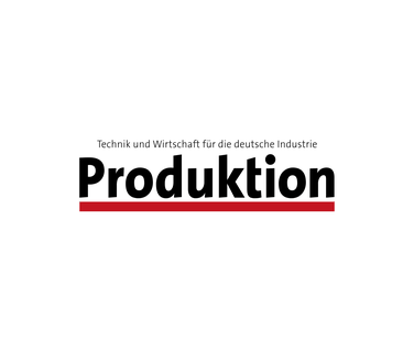 Technik und Wirtschaft für die deutsche Industrie, Produktion Logo mit rotem Unterstrich.