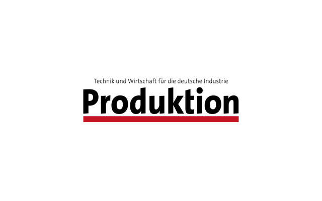 Technik und Wirtschaft für die deutsche Industrie, Produktion Logo mit rotem Unterstrich.