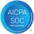AICPA SOC logo, blue circle, text: AICPA SOC aicpa.org/soc4so SOC for Service Organizations.