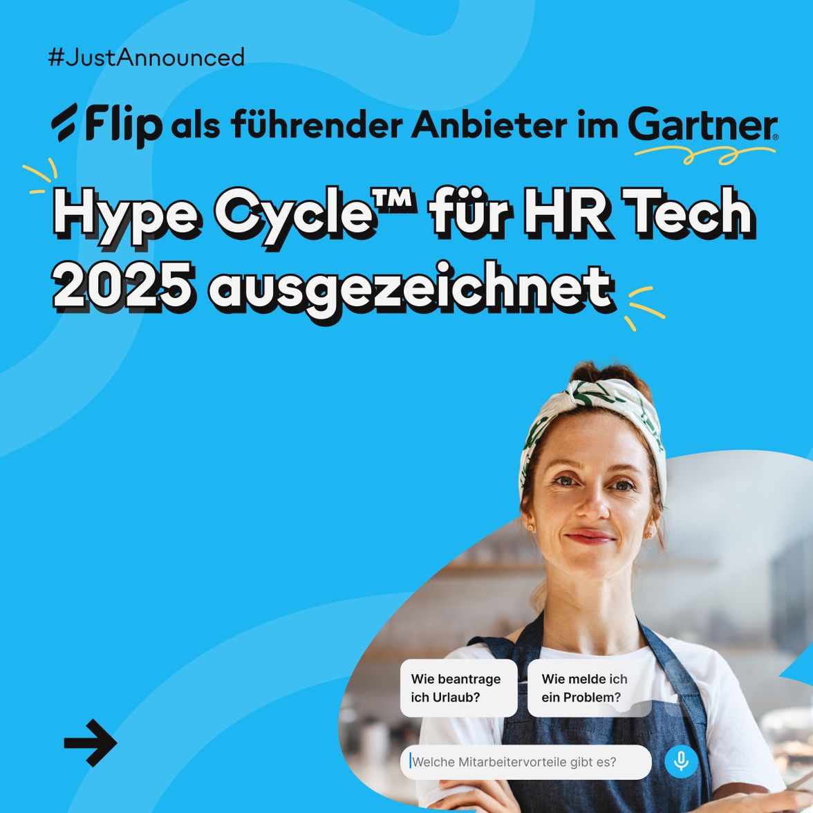 Flip als führender Anbieter im Gartner Hype Cycle™ für HR Tech 2025 ausgezeichnet, Mitarbeiterplattform.