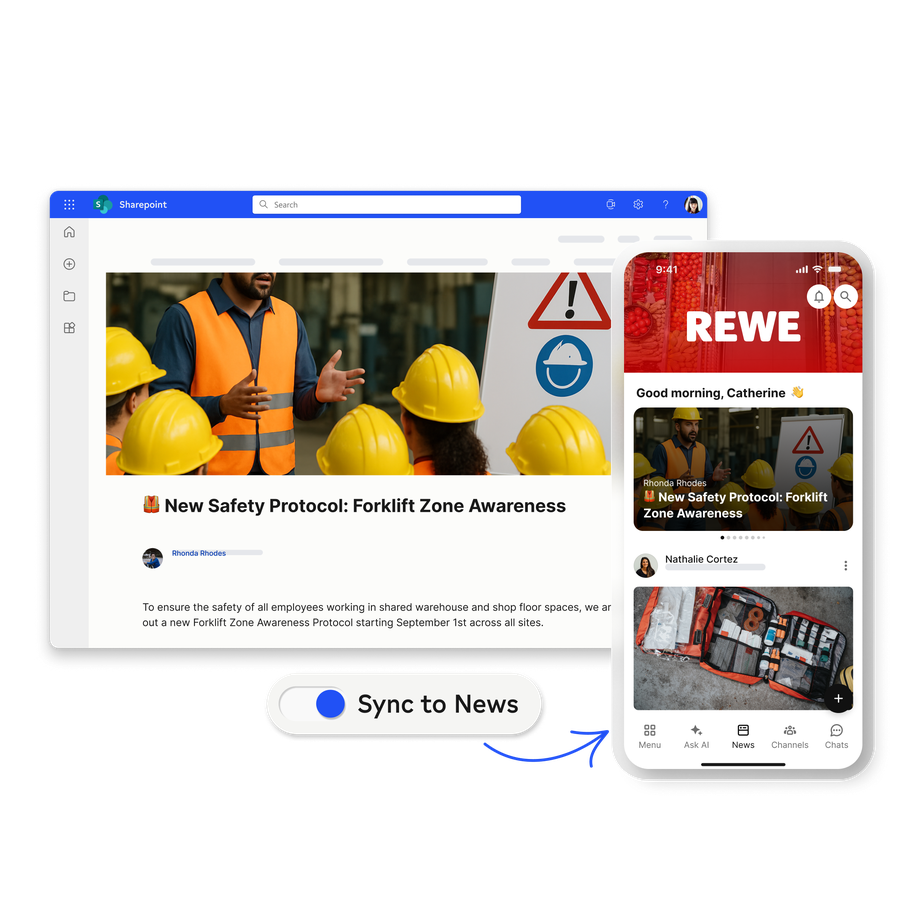SharePoint and mobile interface promoting forklift safety protocol.