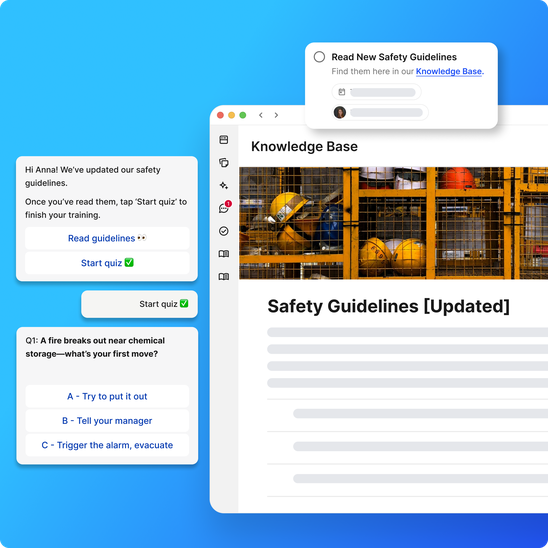 Interface showing updated safety guidelines in Knowledge Base.