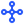 A blue abstract icon resembling a network or connection.