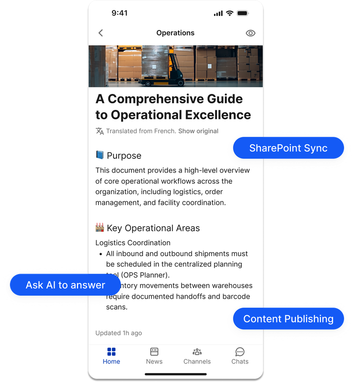AI-powered Intranet app focuses on operational excellence.