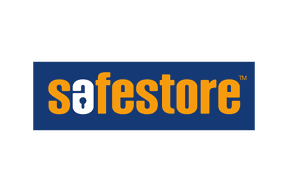 Safestore logo with a lock icon in the letter a.