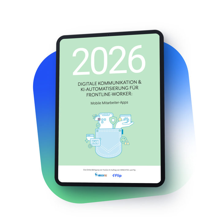 Tablet displaying 2026 Digitale Kommunikation & KI-Automatisierung für Frontline-Worker.