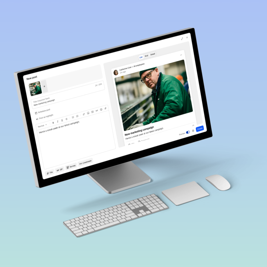 AI intranet interface for posting a new marketing campaign.