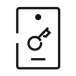 Simple black icon of a key on a card, symbolizing security or access; no text present.