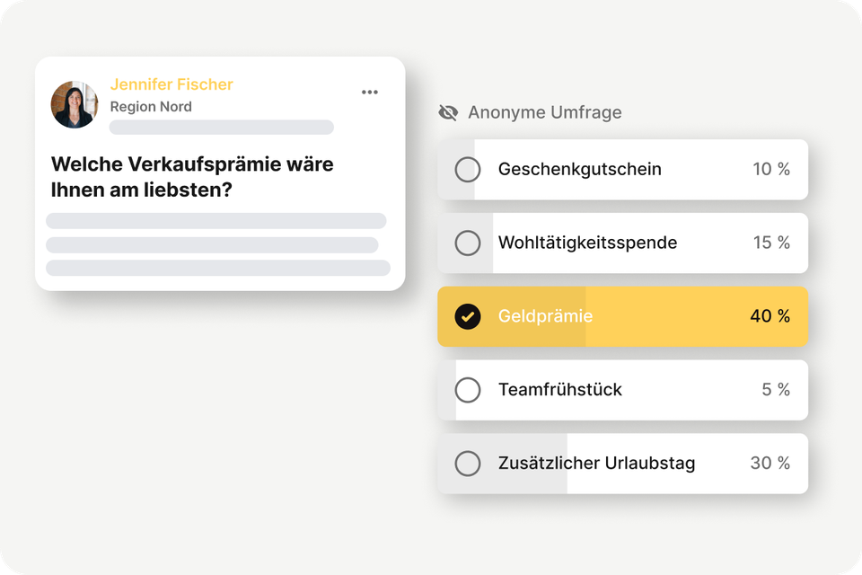 Umfrage in Mitarbeiterplattform: Welche Verkaufsprämie wäre Ihnen am liebsten? Flip Flows, HR-Software.