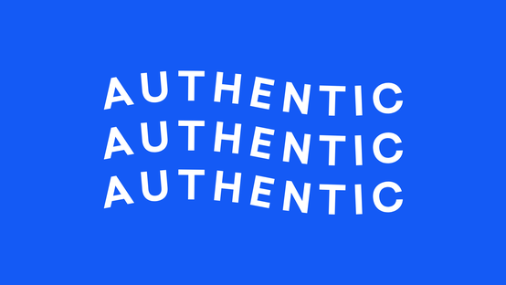 White text AUTHENTIC repeated three times on a blue background, decorative design.