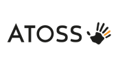 ATOSS logo with a stylized black hand and an orange accent on the ring finger.