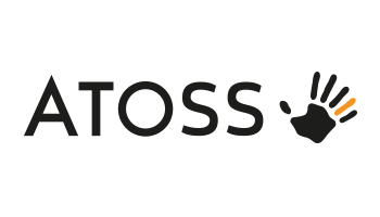 ATOSS logo with a stylized black hand and an orange accent on the ring finger.