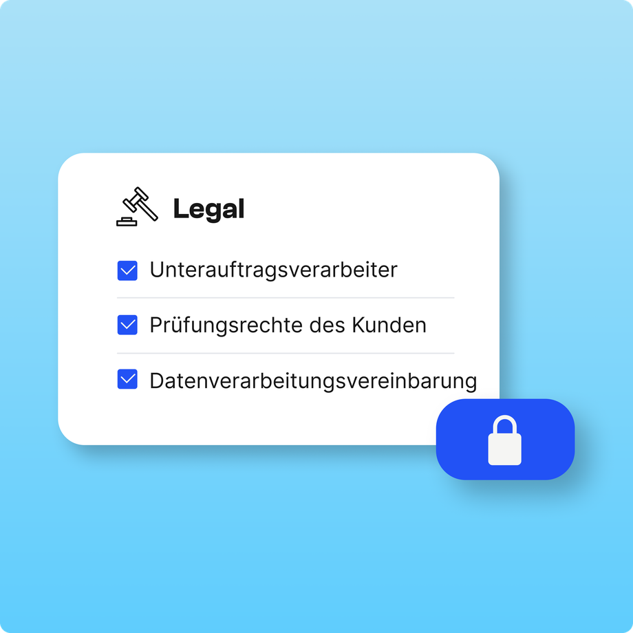 Legal checklist: Unterauftragsverarbeiter, Prüfungsrechte des Kunden, Datenverarbeitungsvereinbarung.
