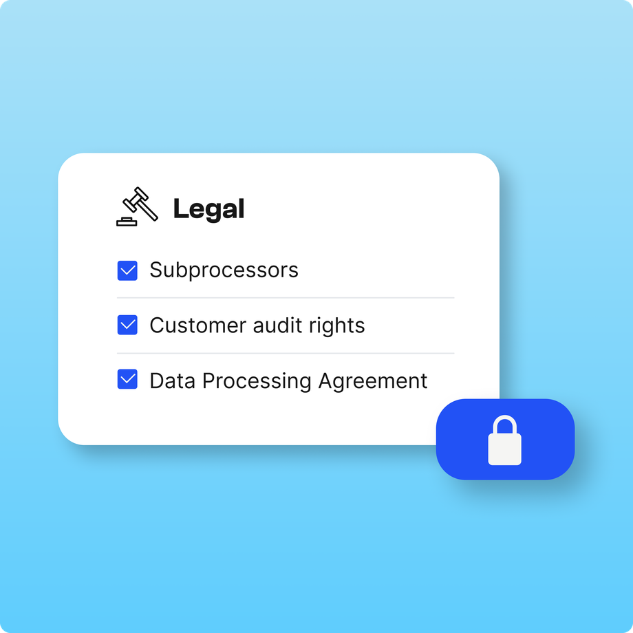 Legal options: Subprocessors, Customer audit rights, Data Processing Agreement