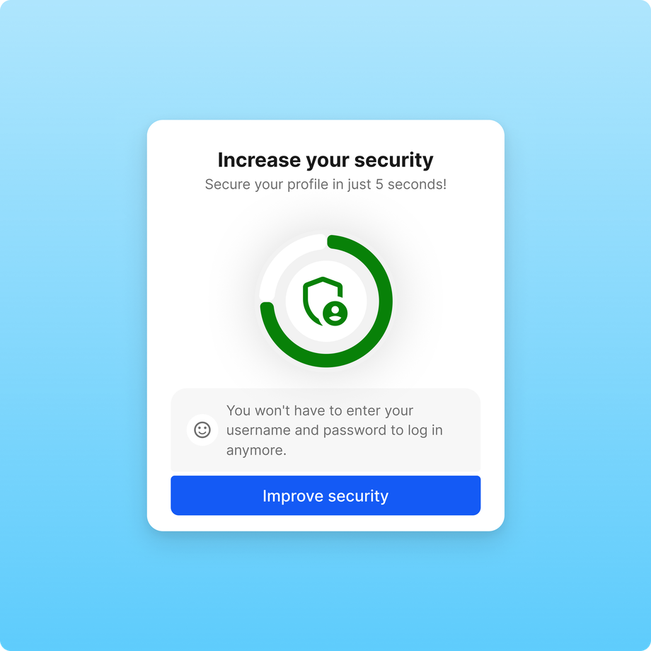 Increase your security prompt with a green security icon and Improve security button.