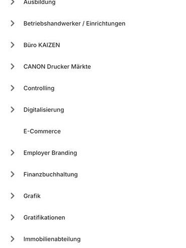 Wiki page list with options like Ausbildung, E-Commerce, Grafik.