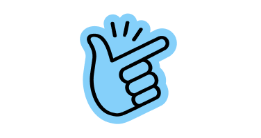 Blue hand icon snapping fingers, symbolizing ease and simplicity.