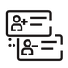 Minimalist icon showing two user cards, symbolizing user-friendly employee platform UI.
