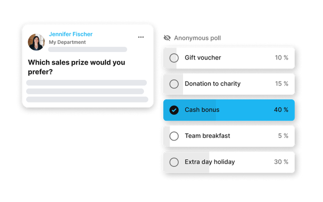 Employee Experience Platform poll: Which sales prize would you prefer? Cash bonus leads at 40%.