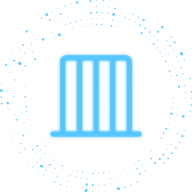 Blue icon of a column with dotted circular pattern.