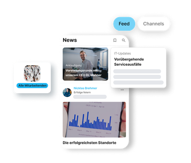 Mitarbeiterplattform mit News-Feed, HR-Portal, Employee App, Flip Flows, Employee Experience Platform.