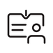 Simple black icon of a person with a badge, representing frontline employee or user identification.