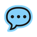 Blue speech bubble icon with three dots.