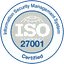 ISO 27001 Certified badge for Information Security Management System.