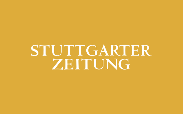 Weiße Schrift STUTTGARTER ZEITUNG auf gelbem Hintergrund.