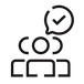 Icon: three people with a chat bubble and checkmark, symbolizing frontline team communication.