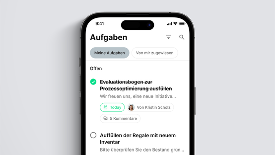 Mitarbeiter App Aufgabenübersicht: Flip Flows, HR-Portal, Mitarbeiterplattform, Employee Experience Platform.
