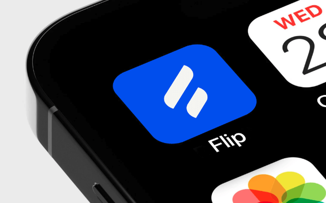 Flip app icon on a smartphone screen.