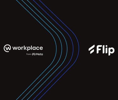 Logos: workplace from Meta and Flip on black, no UI or employee platform elements shown.