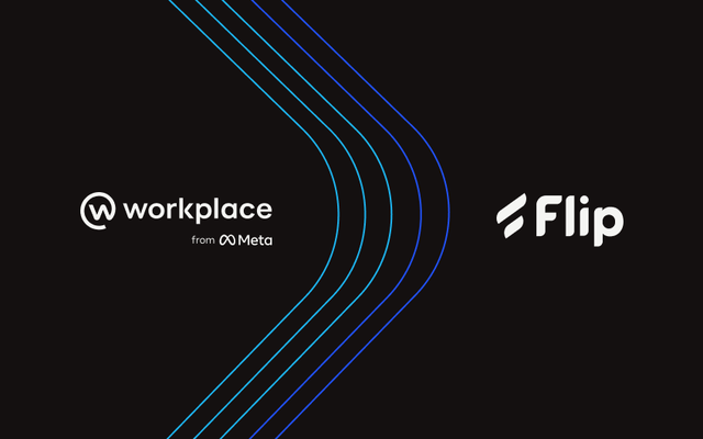 Logos: workplace from Meta and Flip on black, no UI or employee platform elements shown.