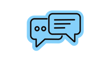 Two blue chat bubbles icon, symbolizing frictionless digital communication and collaboration.