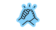 Two hands clasped in a handshake, symbolizing proactive teamwork and collaboration.